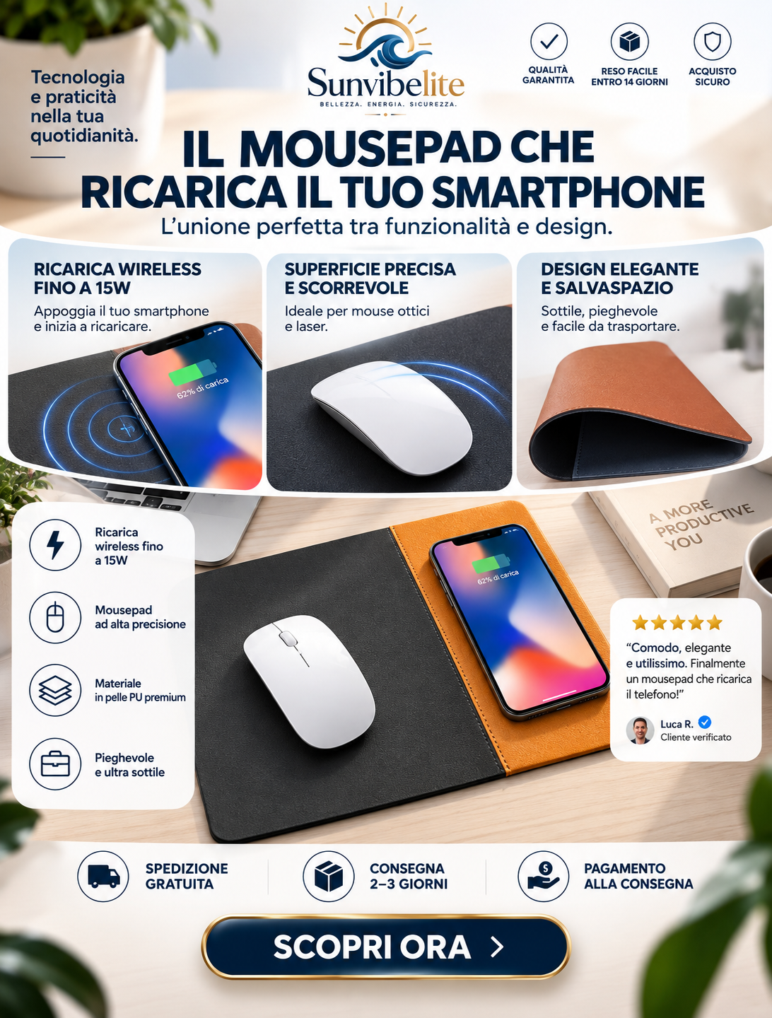 ChargePad™ – Il Mouse Pad che Ricarica il tuo Smartphone